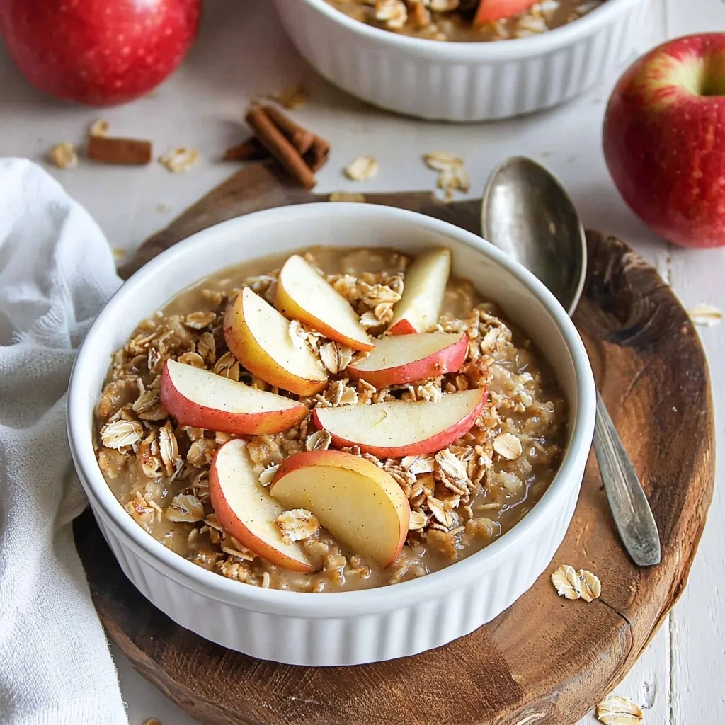 Creamy Apple Baked Oatmeal with Healthy Caramel Sauce