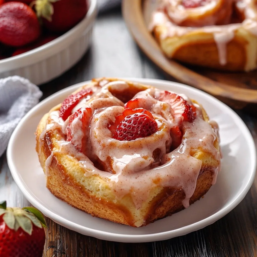 Strawberry Cinnamon Rolls with Cream Cheese Frosting