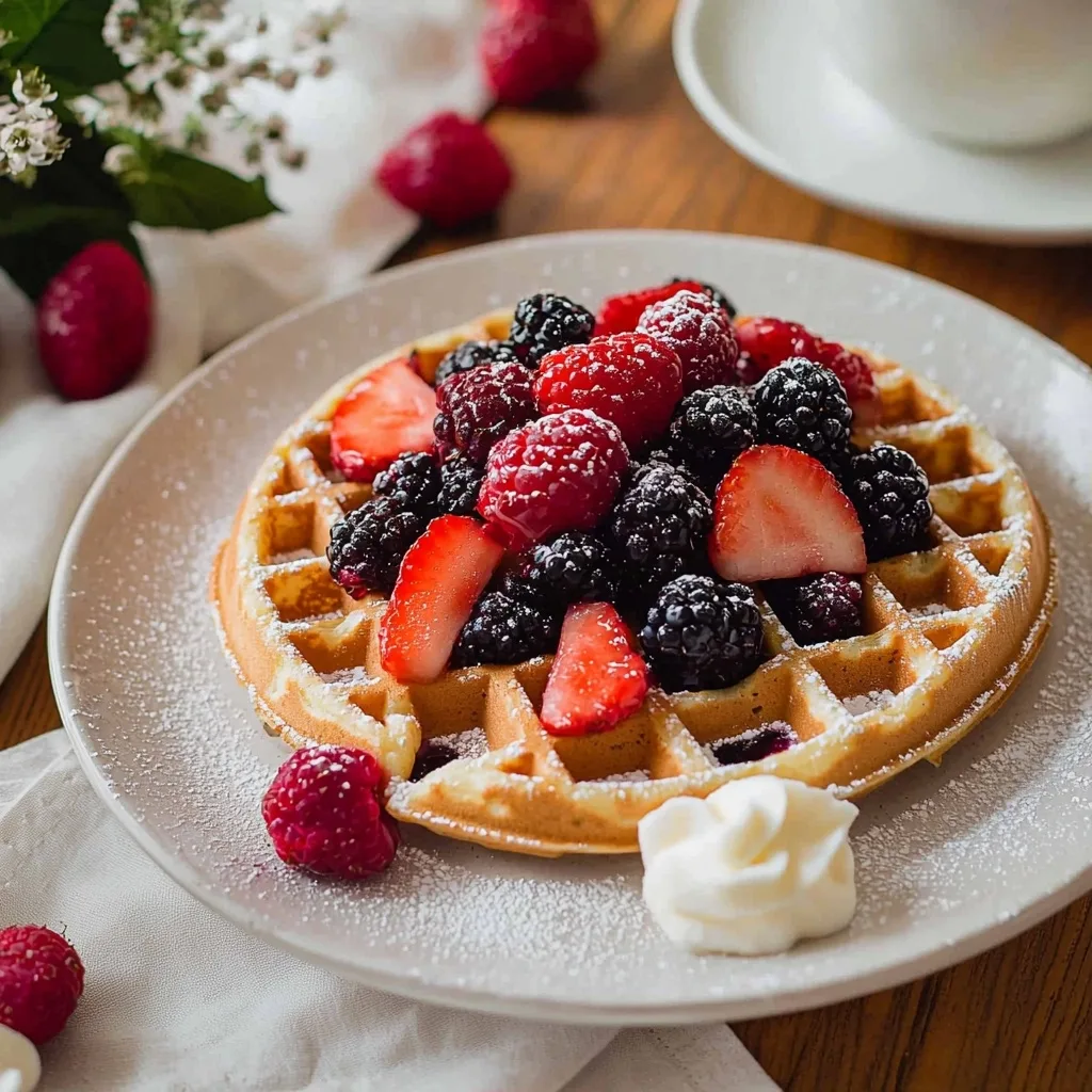 Earl Grey Waffles with Mixed Berries