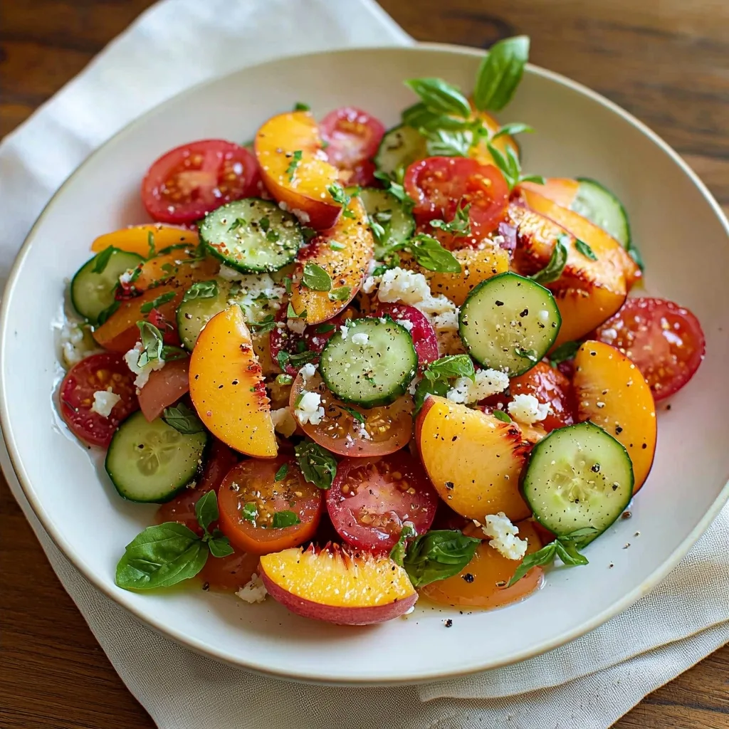 Tomato, Cucumber, and Peach Salad: A Symphony of Summer Flavors
