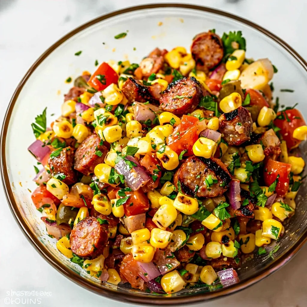 Grilled Corn Salad with BBQ Sausage