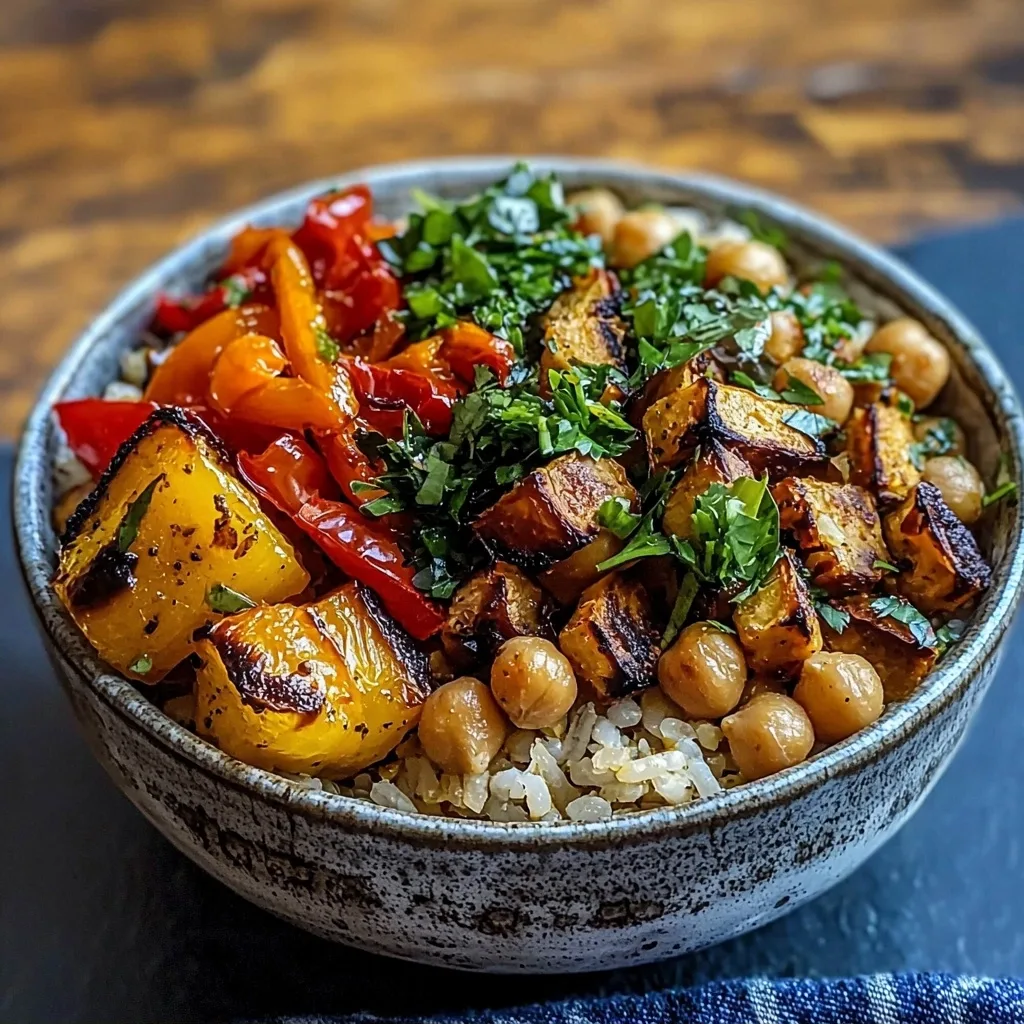 Easy Roasted Veggie Chickpea Rice Bowl with Bold, Zesty Flavors