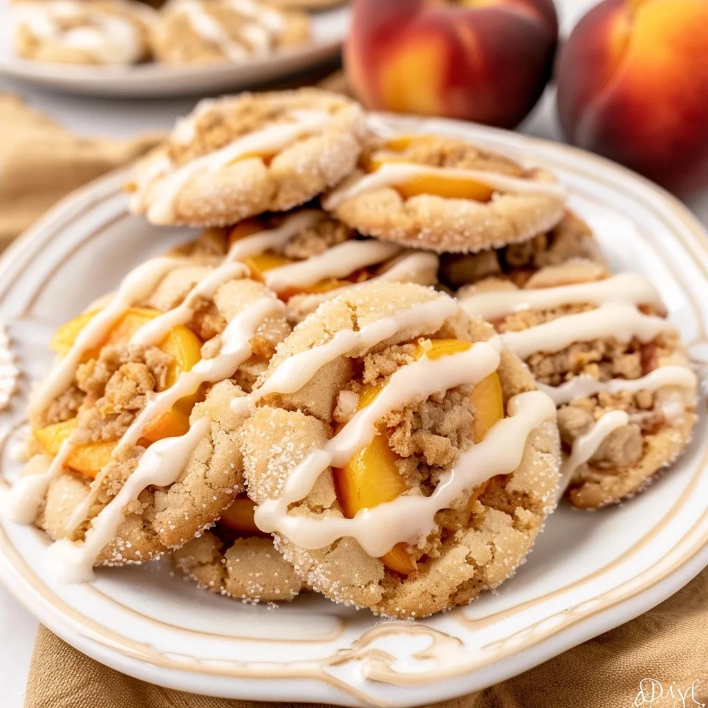 Peach Cobbler Cookies with Vanilla Glaze
