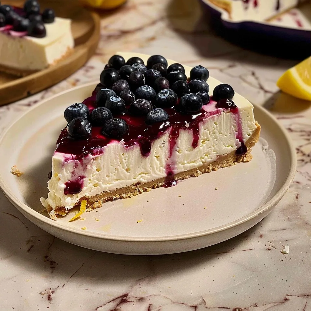 No-Bake Lemon Blueberry Cheesecake