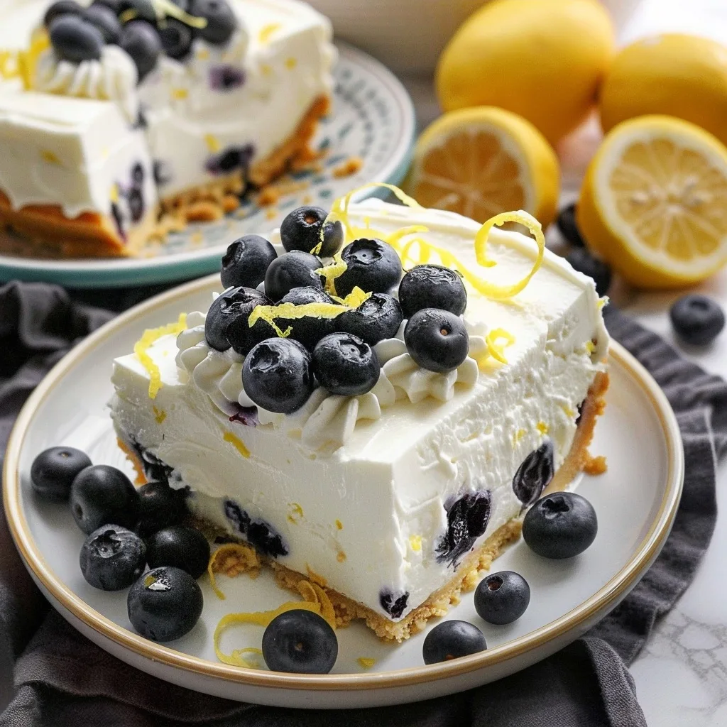 No Bake Lemon Blueberry Cheesecake