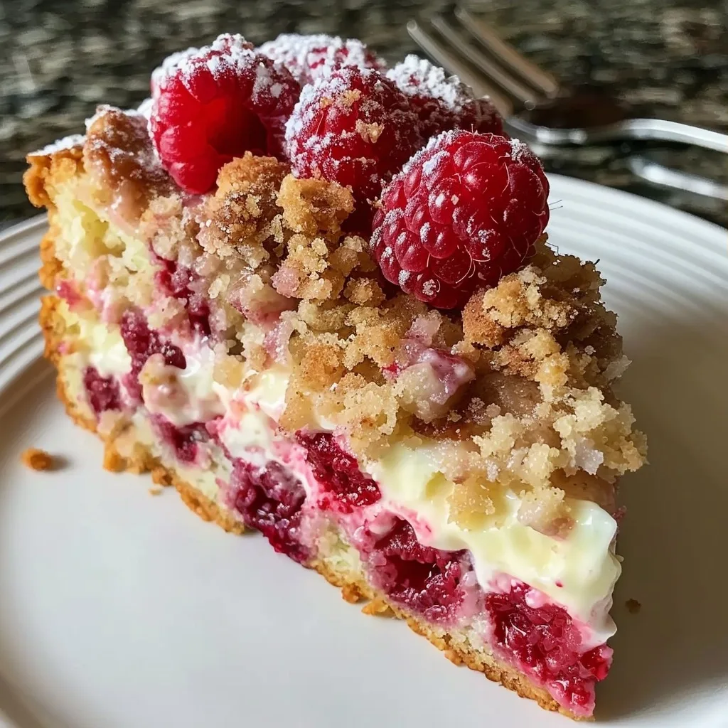 Raspberry Cream Cheese Coffee Cake with Crunchy Streusel