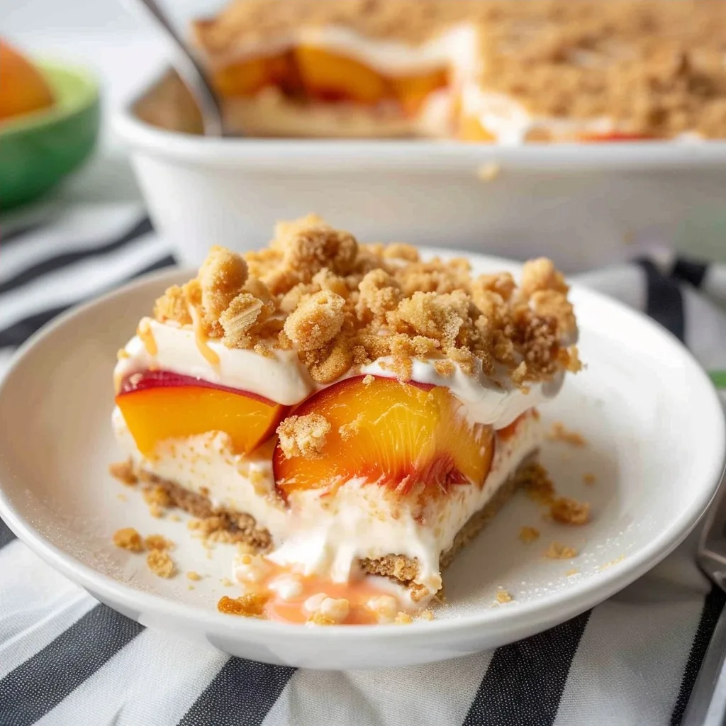 No-Bake Fresh Peaches and Cream Dessert