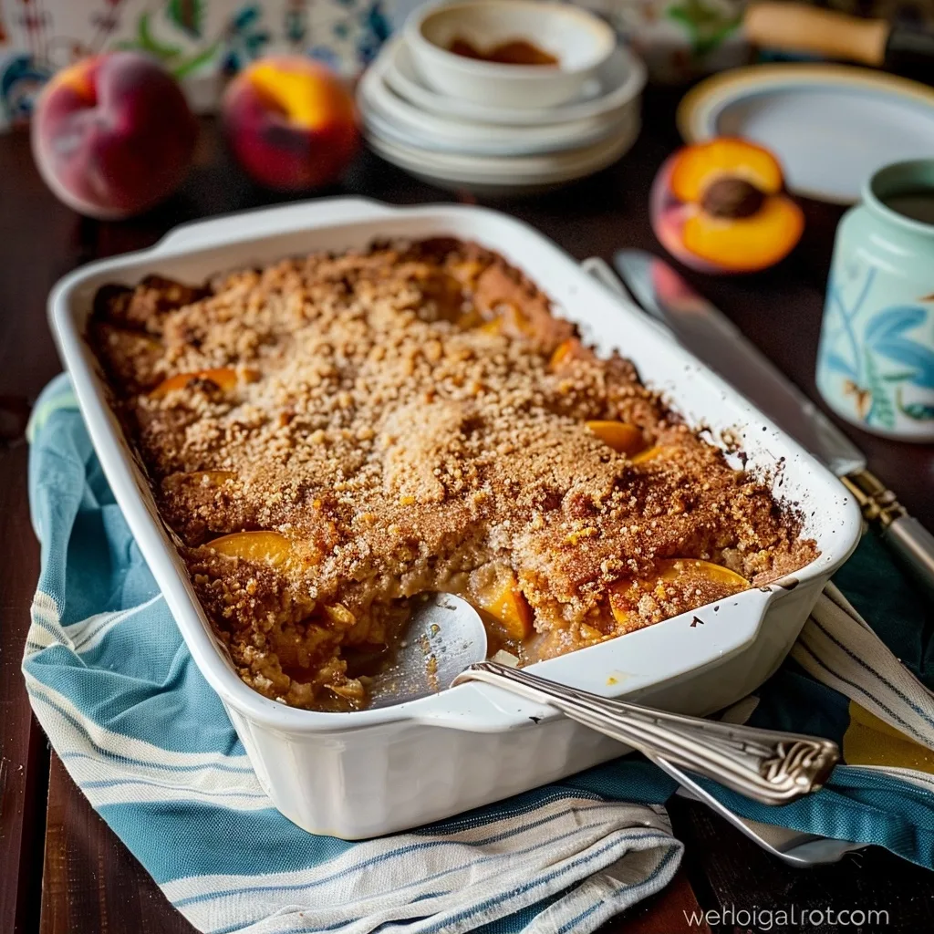 Healthy Dump Cake with Peaches
