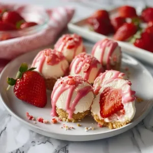 No Bake Strawberry Cheesecake Bites