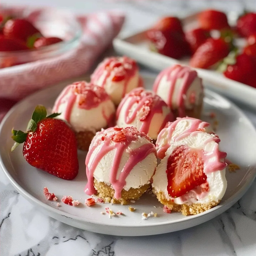 No Bake Strawberry Cheesecake Bites