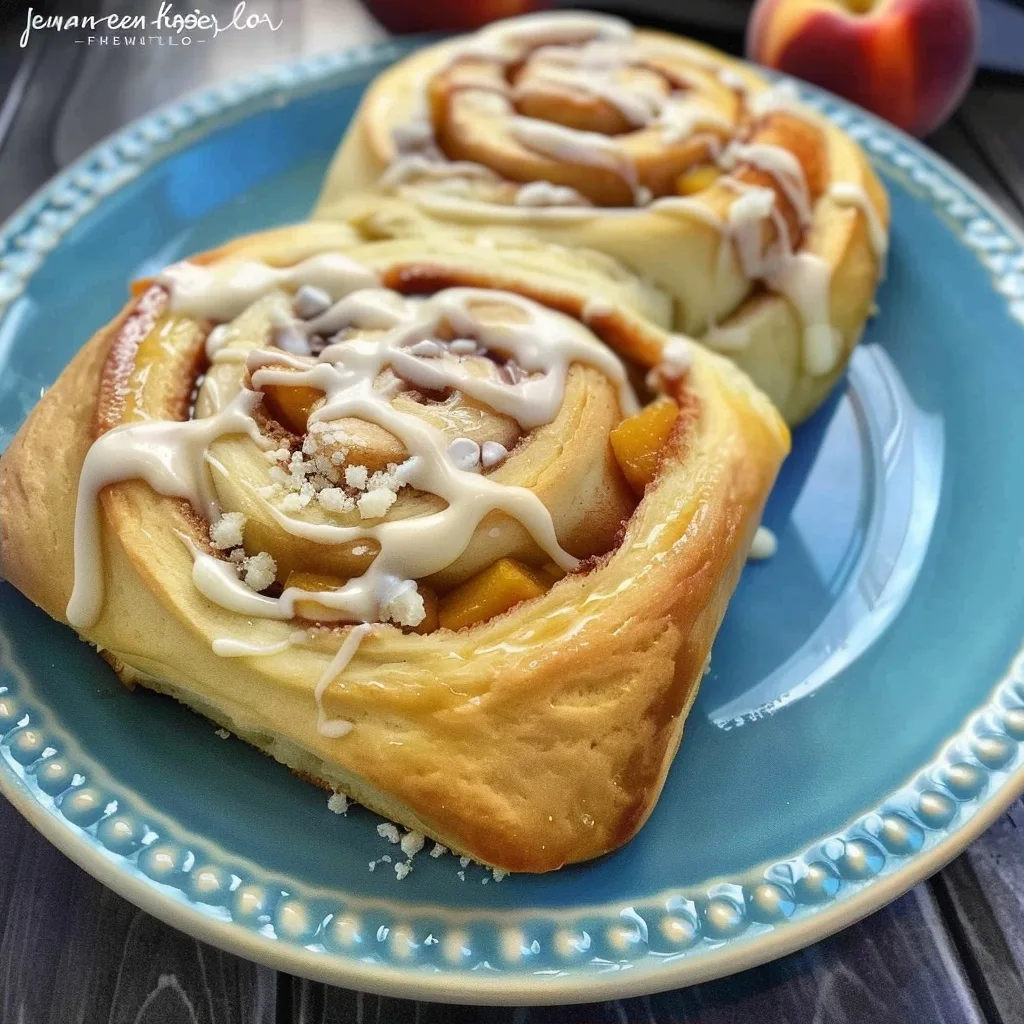 Fresh Peach & White Chocolate Sweet Rolls