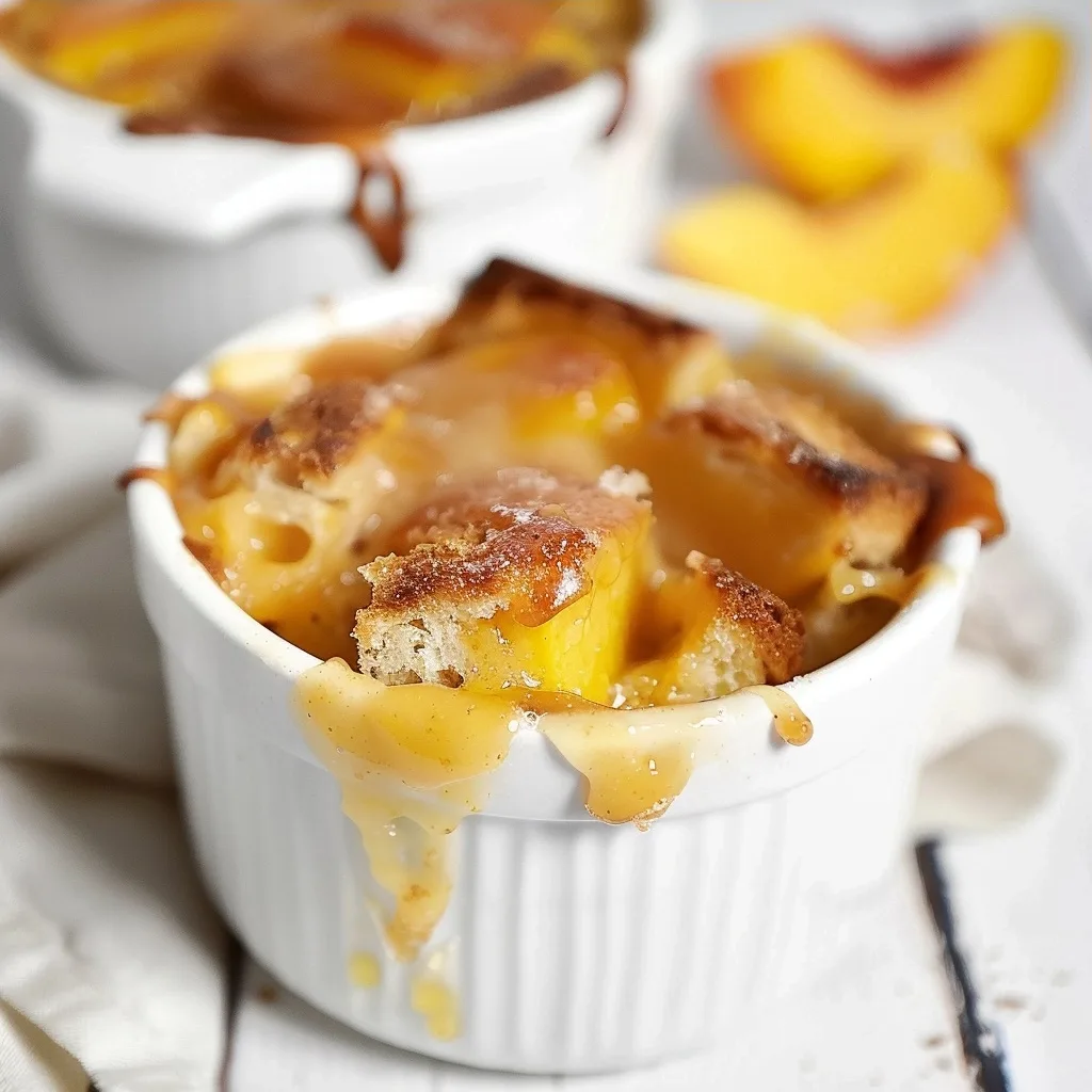 Peach Bread Pudding with Warm Brown Sugar Sauce