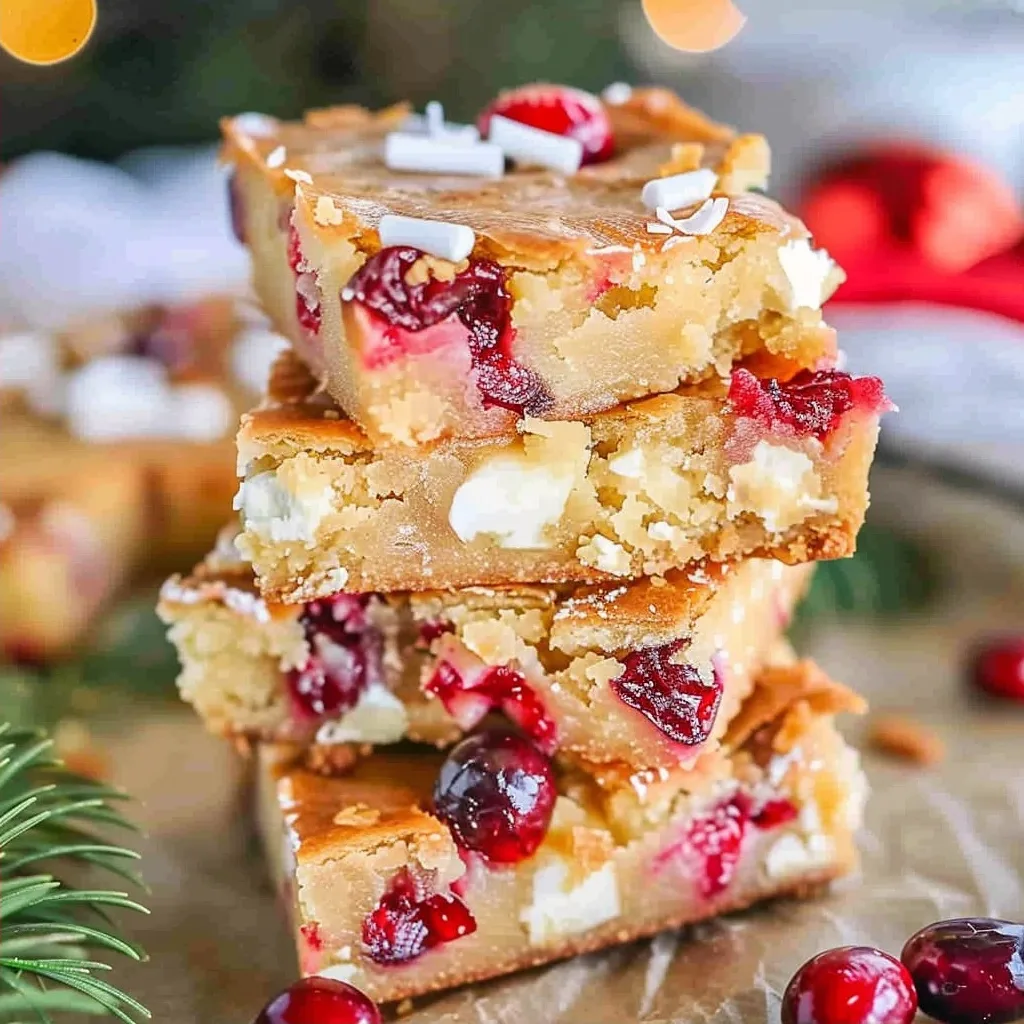 Holiday Cranberry White Chocolate Blondies