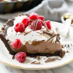 No Bake Chocolate Pudding Pie with Raspberries