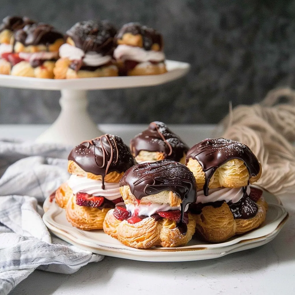Chocolate Covered Strawberry Cream Puffs