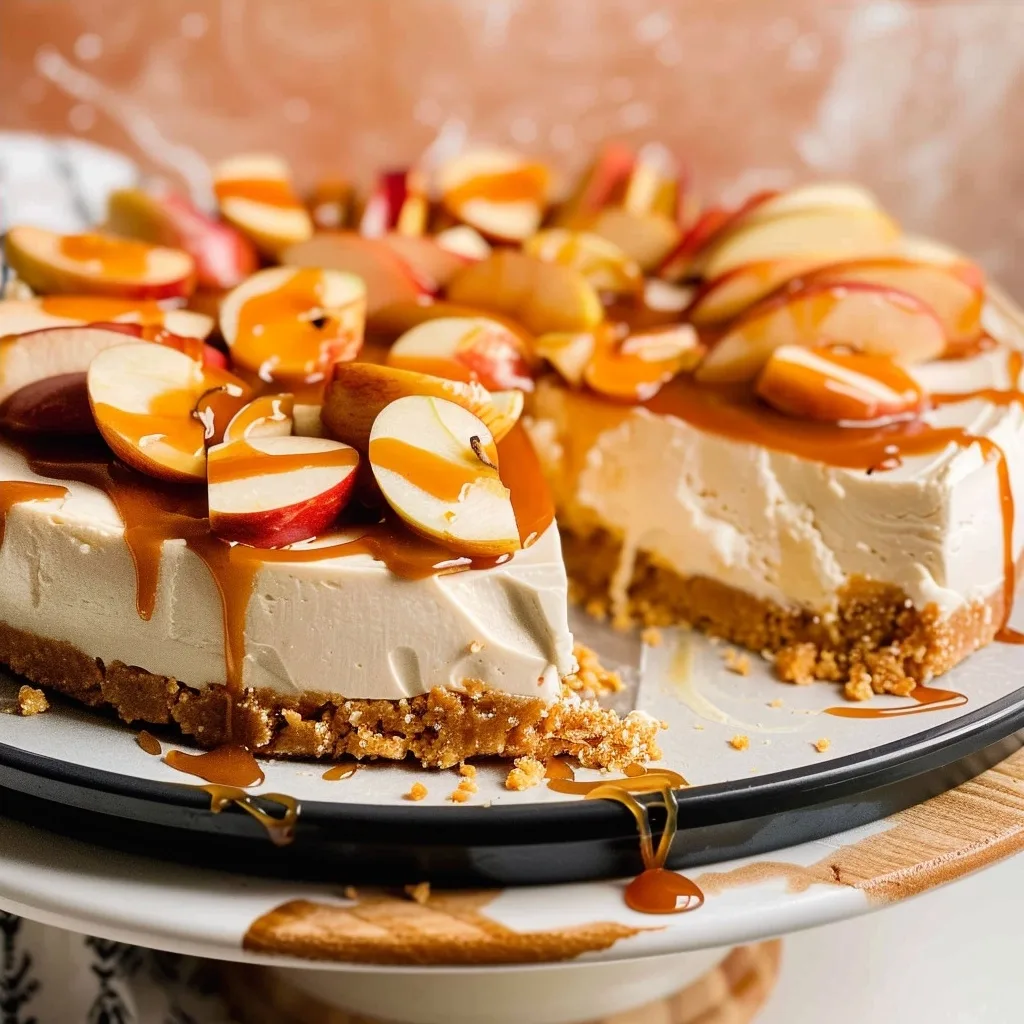 No Bake Caramel Apple Cheesecake
