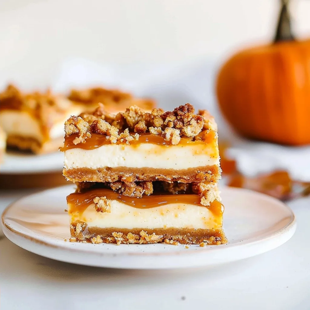 Pumpkin Caramel Cheesecake Bars with a Streusel Topping