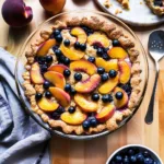 Fresh Peach Cobbler-Tart with Blueberries