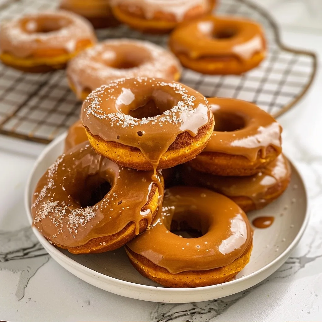 Vegan Pumpkin Donuts with Salted Caramel Glaze