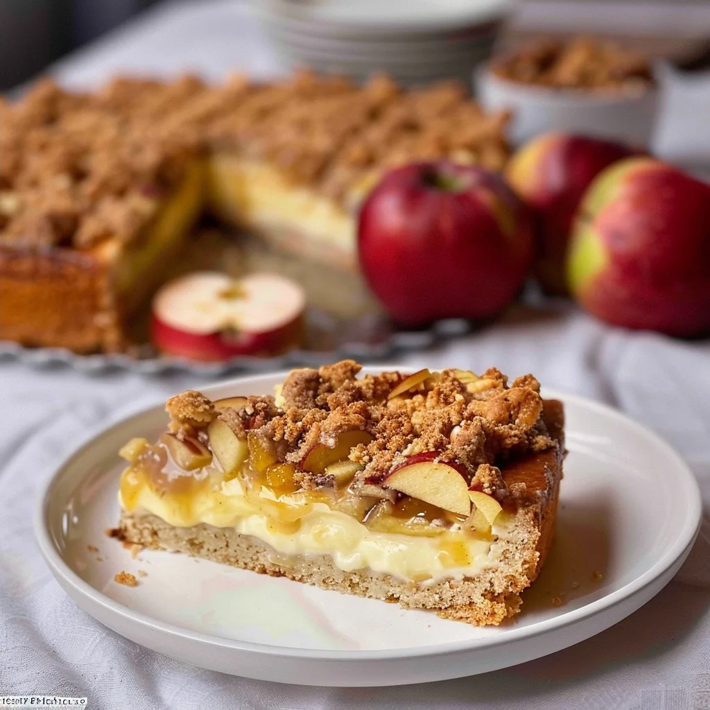 German Apple Cake with Custard and Streusel Topping