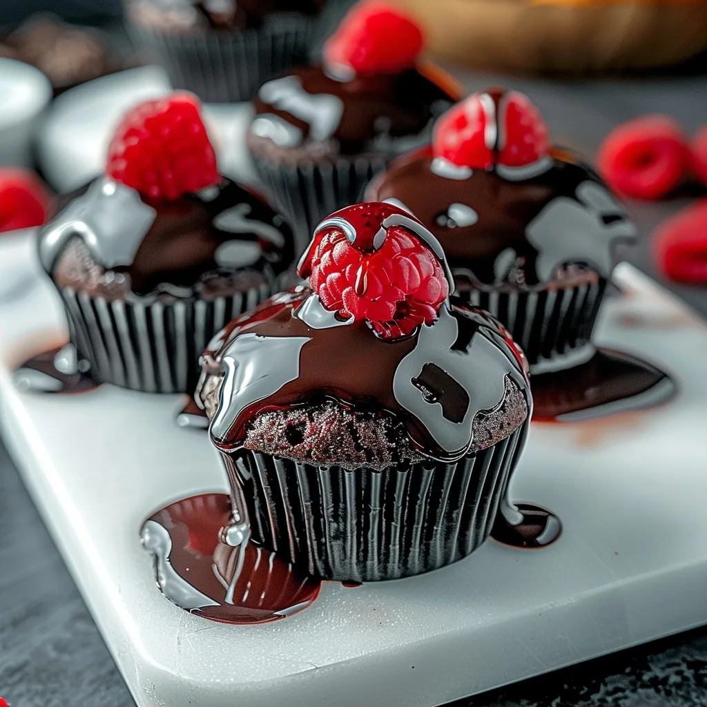 Vampire-Bite Chocolate Raspberry Cupcakes