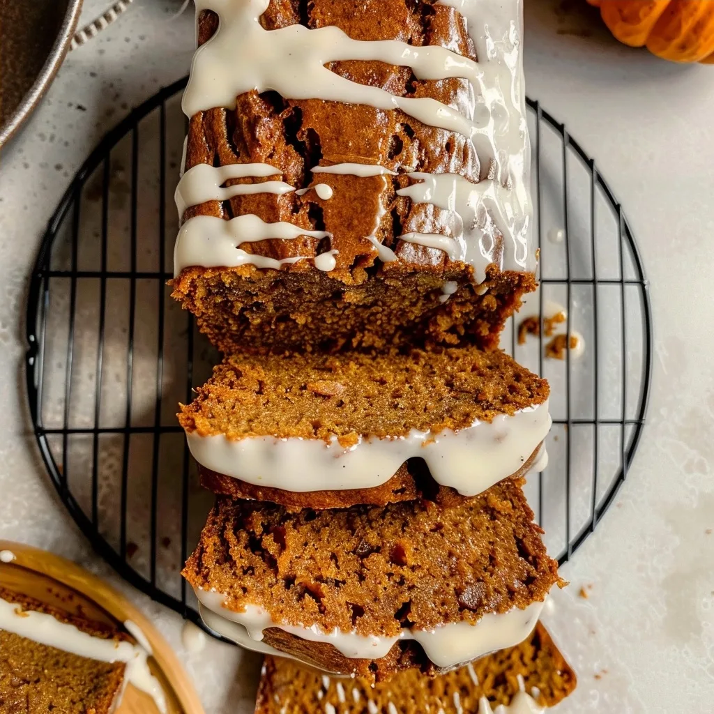 Healthy Pumpkin Bread with Maple Glaze