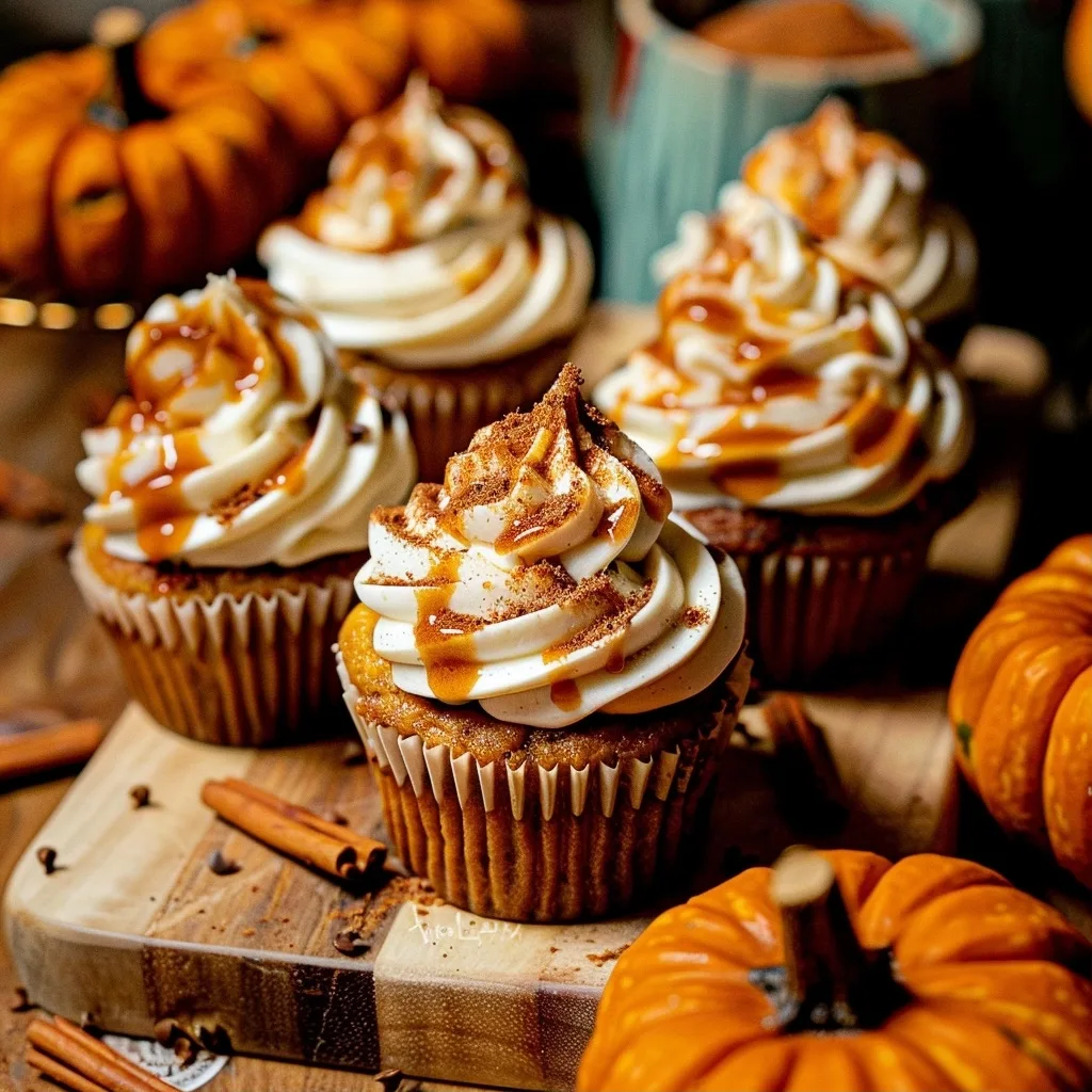 Pumpkin Cupcakes with Cinnamon Cream Cheese Frosting