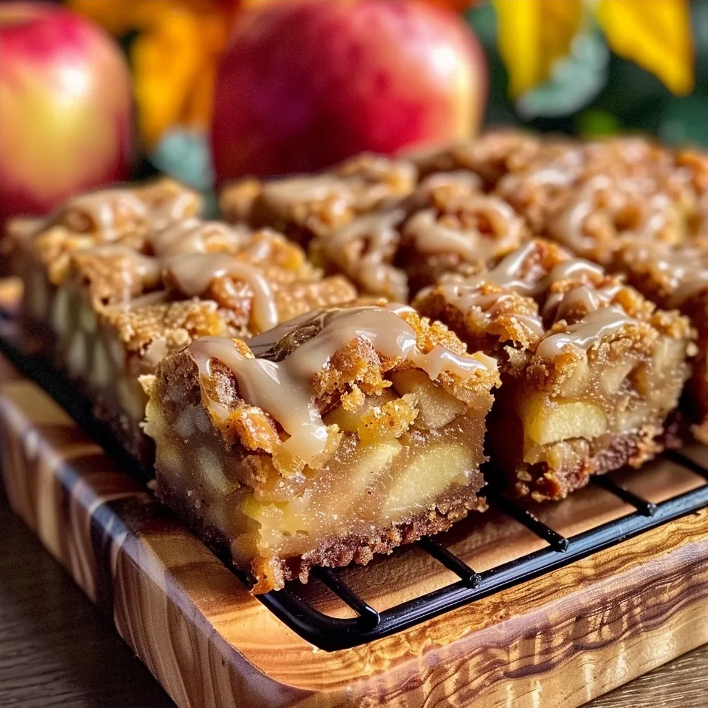 Brown Butter Apple Blondies with Cinnamon Glaze