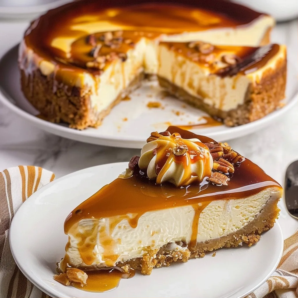 Bourbon Caramel Swirl Cheesecake